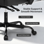 Gaming Chair, Computer Office Chair with Footrest, Adjustable Height & Backrest Gaming Chairs with Swivel for Adults, High Back PU Leather Ergonomic Chair with Lumbar Support, Black