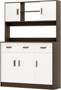 Talent Star Pantry Cabinets for Kitchen Storage, Freestanding Hutch Cabinet with Buffet Cupboard, Utility Pantry with Microwave Stand, Household Wall Tall Sideboard with 3 Drawers Grey