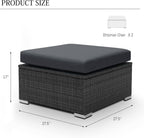 BULEXYARD 2 Pieces PE Rattan Patio Furniture Ottoman Sofas with Thick Cushions Outdoor Wicker Footrest for Backyard, Deck, Garden, Balcony (Dark Grey)