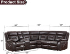 EBELLO Faux Leather Reclining Sectional Sofa Set for Living Room, 1 Recliner Chair and L-Shaped Corner Manual Recliner Sofa Home Furniture Set with Center Console, Cup Holders and Storage, Dark Brown