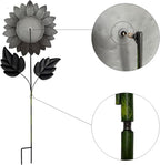 Outdoor Metal Sunflower Stakes, 40 Inch Height, 13 Inch Flower Head, Garden Decor, Set of 2