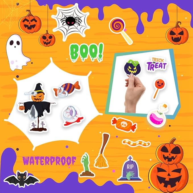 120 Pcs Halloween Stickers, Halloween Stickers for Kids, Kids Halloween Party Favors Classroom Crafts, Decorations, Gifts, Halloween Party Supplies