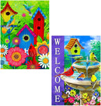 2 pieces spring summer bird garden flag welcome flag, vertical double-sided small yard flag 12 x 18 inches for outdoor family seasonal farmhouse yard lawn outdoor decoration