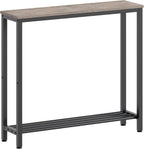 YATINEY Narrow Console Table, 2-Tier Small Sofa Table, 29.5" Thin Entryway Behind Couch Table with Shelves, Industrial Hallway Table, for Living Room, Foyer, Greige and Black CT03BG