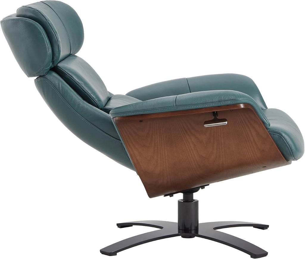 CHITA Genuine Leather Reclining Swivel Accent Chair with Ottoman, Teal | Eames Swivel Chair with Adjustable Backrest and Headrest for living Room & Office, 34.3"Dx31.1"Wx39.4"H, 350 Lbs Capacity