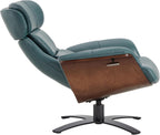 CHITA Genuine Leather Reclining Swivel Accent Chair with Ottoman, Teal | Eames Swivel Chair with Adjustable Backrest and Headrest for living Room & Office, 34.3"Dx31.1"Wx39.4"H, 350 Lbs Capacity