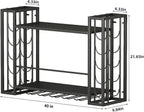 Wall Mounted Wine Rack with Glass Holder, 40" W x 9.8" D x 21.6" H | Hanging Floating Bar Liquor Shelves, Metal Bottle Holder Wine Storage Display Shelf for Home Bar Dining Room Kitchen