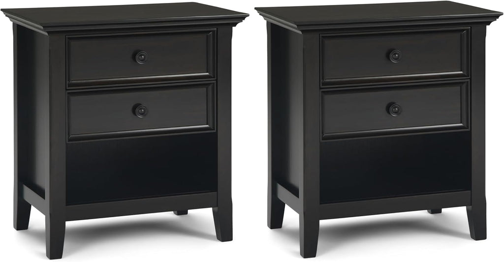 SIMPLIHOME Amherst Solid Wood 24 inch Wide Traditional-Style Bedside Nightstand Tables in Hickory Brown for the Living Room and Bedroom (Set of 2)