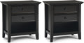 SIMPLIHOME Amherst Solid Wood 24 inch Wide Traditional-Style Bedside Nightstand Tables in Hickory Brown for the Living Room and Bedroom (Set of 2)