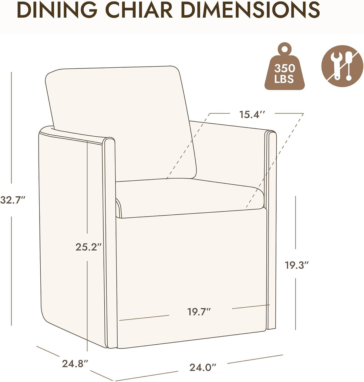Watson & Whitely Modern Rolling Dining Chair with Casters, Set of 2, Linen | Upholstered Chenille Fabric, Hidden Seat Storage, Wood Arms for Kitchen, Dining Room, Living Room
