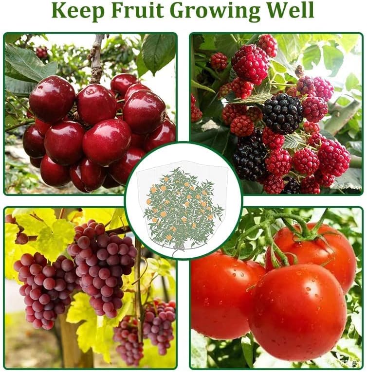 Agfabric Fruit Tree Netting Protection Bag with Drawstring,6.5x9.1 FT Garden Netting Insect Pest Barrier,Bird Netting Plant Covers for Vegetables Fruits Flower,White