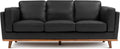 Valencia Artisan Full Leather Sofa 88” | Pure Full Italian Nappa Leather Couch, Solid Wood Accent, Ultimate Comfort, Black