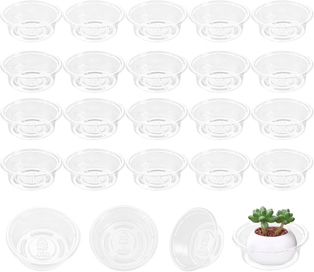 Plant Saucer 30 Pack Plant Trays for Pots 4 Inch Plastic Plant Saucers for Outdoors and Indoors Clear Drip Trays for Potted Plants Flower Pot Plates to Catch Water Plant Drainage Dishes No Holes