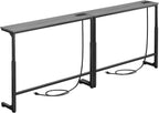 Kitstorack Narrow Sofa Table with Charging Station, 78.8" Behind Couch Table, Adjustable 24.4"-32.7" Height, Modular 2-piece Design for sectionals, entryways, Apartments, and Narrow Living Spaces