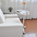 Modern Small Triangle Side Table, Adjustable Height Night Stand Bedside Table Sofa Side End Laptop Desk for Bedroom Living Room (White)