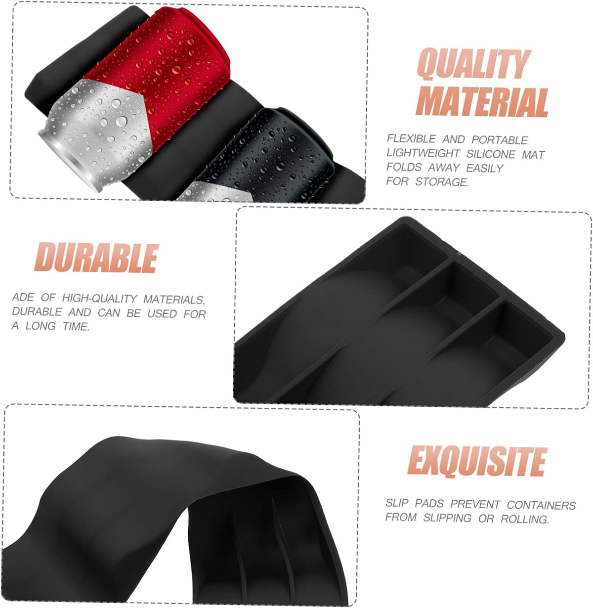 Black Silicone Wine Holder Foldable Bottle Stacking Mat for Sealed Bottles | Pyramid Shape, Format, Anti Slip Pads, Portable Design for Bar Display and Storage