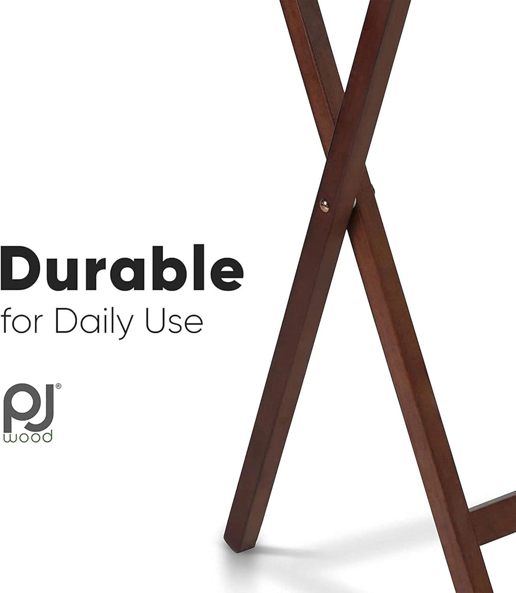 PJ Wood - Folding Wood TV Tray Table - Honey Oak, 10-Piece Set | Rectangular Design, Cross Base, 14.57 in W x 19.09 in L x 26 in H, Indoor Use, Assembly Required, Screwdriver Hammer Needed