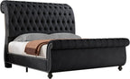 Jocisland Queen Size Bed Frame with Sleigh Headboard & Footboard, Black