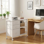 3 Drawer Mobile Filing Cabinet, Industrial White Office Storage Cabinet with Open Shelf, Under Desk Printer Stand with Casters for Home Office, Letter & Legal Size Files