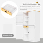 Litex 40.2" Wide Kitchen Pantry Cabinet, 71.3" Tall Freestanding Storage Cabinet with 2 Drawers, Adjustable Shelves & 8 Door Shelves, Large Farmhouse Kitchen Cupboard for Kitchen Dining Room (White)