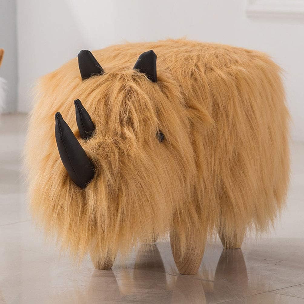 Precioso puf con Forma de Animal de Lovely Simplicity, reposapiés acolchado con cojín de rinoceronte de dibujos animados, Ideal para niños o adultos, con aspecto de Felpa, tamaño: 71 * 35 *