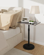 Small Side Table, Height Adjustable Nightstand, Square Indoor Metal Plant Stand, for Living Room, Bedroom, Office, Bathroom, 1 Pack, Dark Brown, GBZ001RZ-1