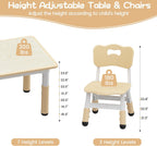 Kids Table and Chair Set - Height Adjustable Toddler Table and Chair Set with 6 Seats Non-Slip Legs,Children Multi-Activity Table for Ages 2-8 Graffiti Desktop,Family Learning Daily Use