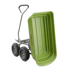 Gorilla Carts 600-Pound Capacity Heavy Duty Poly Yard Garden Steel Quick Dump Utility Wheelbarrow Wagon Cart with Straight Pull Handle, Green, Model GOR4G-COM