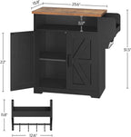 YATINEY Coffee Bar Cabinet, Kitchen Island with Storage, Farmhouse Sideboard Buffet Cabinet with Dual-Purpose Floating Shelf and Hooks, for Restaurant, Living Room, Rustic Brown KF22BR