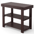 DUMOS Wooden Shoe Rack Bench with Storage, 3-Tier Bamboo Entryway Benches, Shoe Rack Holds Up to 286 lb Storage Organizer, 11.3 x 19.7 x 17.8 Inches, Suitable for Bedroom Living Room Balcony, Brown