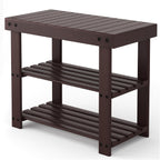 DUMOS Wooden Shoe Rack Bench with Storage, 3-Tier Bamboo Entryway Benches, Shoe Rack Holds Up to 286 lb Storage Organizer, 11.3 x 19.7 x 17.8 Inches, Suitable for Bedroom Living Room Balcony, Brown