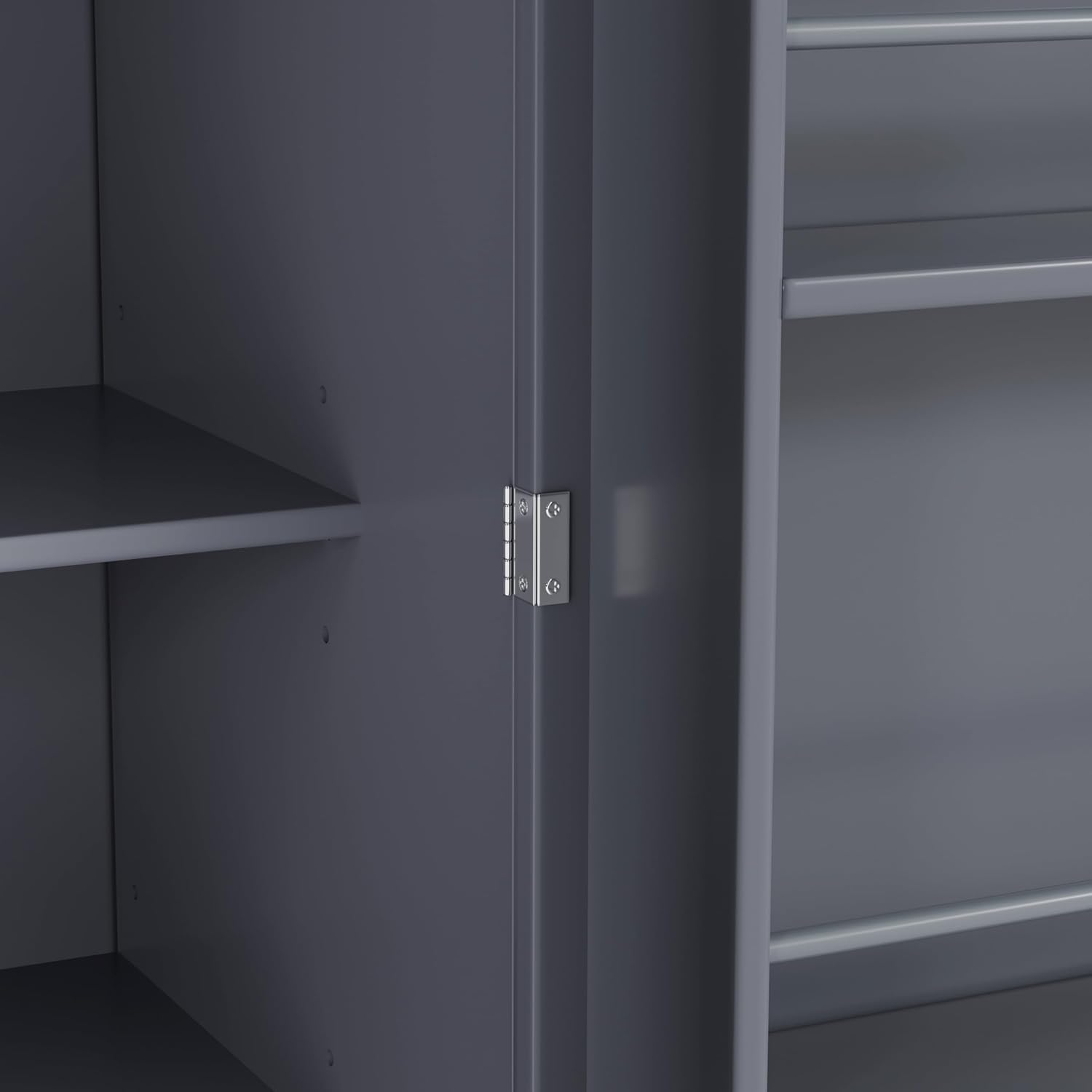77inch Farmhouse Kitchen Pantry, Freestanding Tall Cupboard Storage Cabinet with 3 Adjustable Shelves, 8 Door Shelves, 3 Drawers for Kitchen, Dining Room, Gray