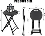 Folding Stool, 18 Inch Foldable Stool with Handle & Steel Frame, Pack of 2 Folding Bar Stools, 440lbs Sturdy Foldable Lightweight Metal Chair for Camping, Indoor and Outdoor, Black
