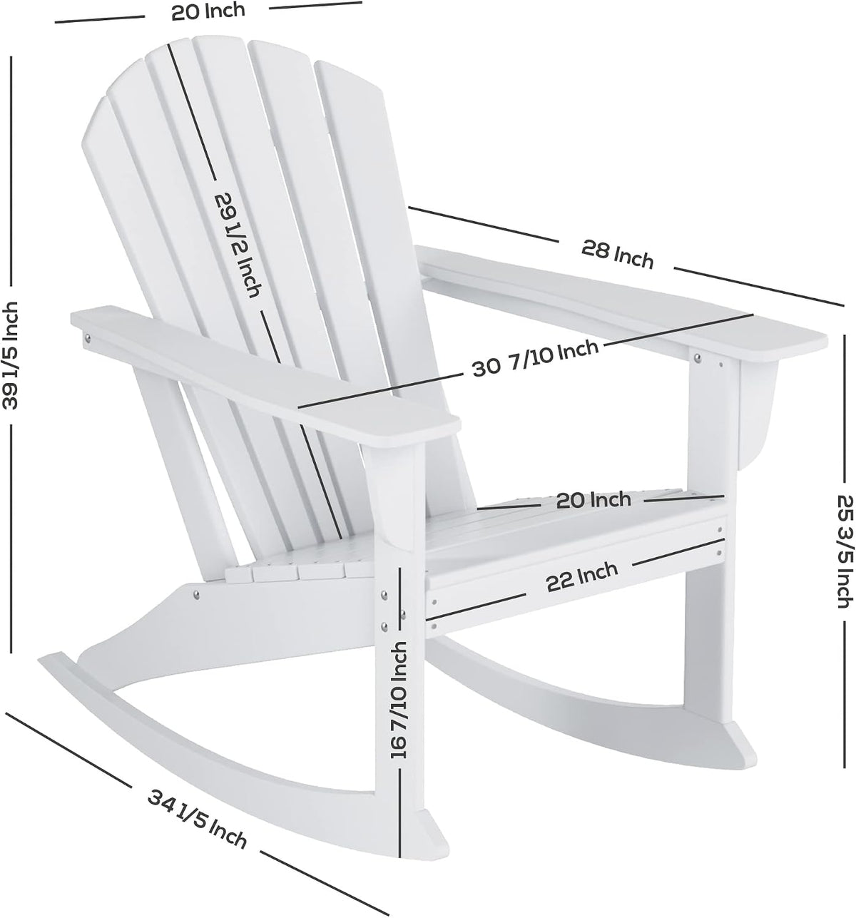 WestinTrends Dylan Outdoor Patio Poly Plastic Adirondack Rocking Chair, Orange