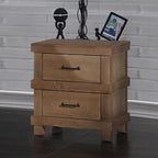 Nightstand with 2 Drawers in Antique Oak Finish,for Small Spaces