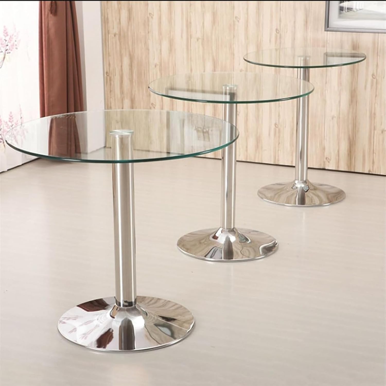 23.4" Round Glass Dining Table, Modern Circular, Sturdy Base and Perfect for 2-4 Seat, Bistro Style for Dining Room, Living Room, Balcony, Cafe