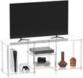 Eglaf Acrylic 55 Inch TV Stand, 3-Tier Entertainment Center, Up to 60 Inch | Clear TV Console Table with Open Storage Shelves, for Living Room, Bedroom, 55.1'' L x 15.7'' W x 22.4'' H
