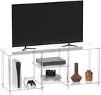 Eglaf Acrylic 55 Inch TV Stand, 3-Tier Entertainment Center, Up to 60 Inch | Clear TV Console Table with Open Storage Shelves, for Living Room, Bedroom, 55.1'' L x 15.7'' W x 22.4'' H