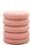 Round Storage, Footstool, Dressing Stool with flip Tray, Home Decoration Makeup Chair, Living Room and Bedroom Soft Cushioned Footstool (Pink)