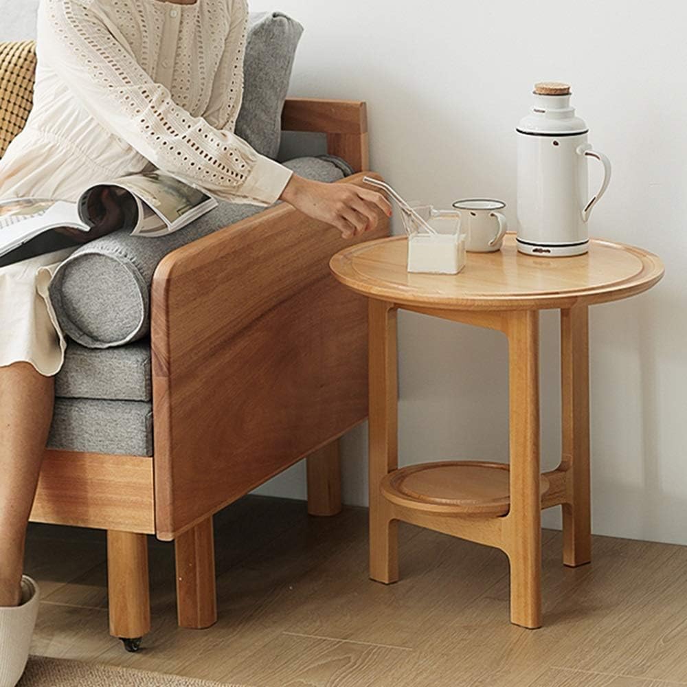Premium Household Goods Round Phone Table, 25x 25 X 50 Cm - Rubber Wood