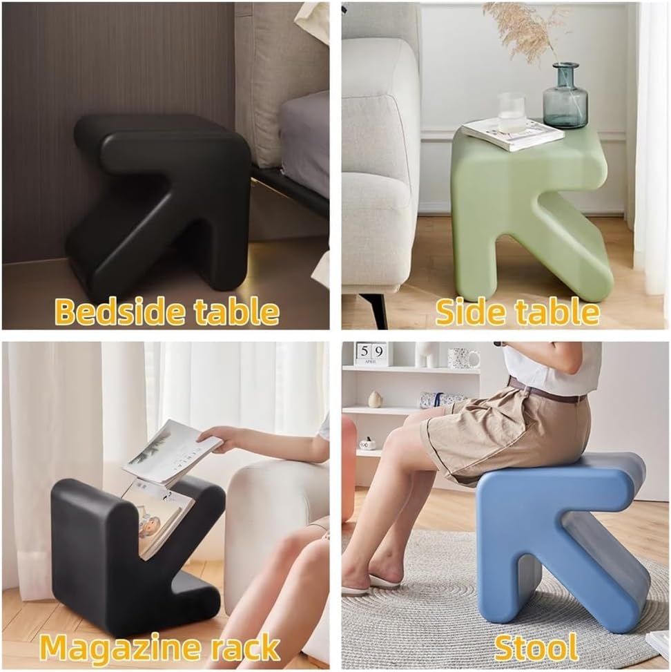 Modern PE Sofa Side Table, End Table, Bedside Table, Magazine Rack, Versatile Cube Ottoman, for Bedroom, Living Room, Balcony(Orange)