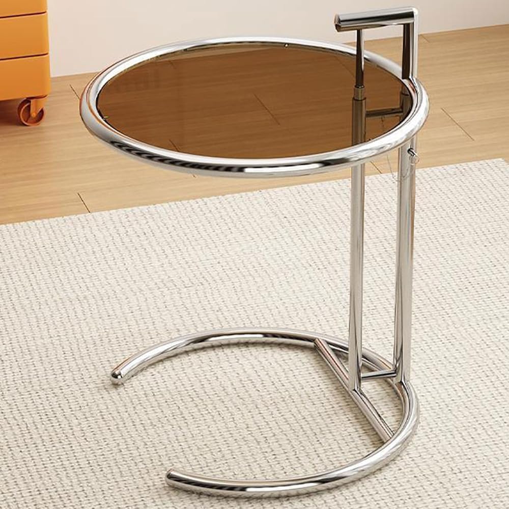 Stylish C-Shaped Sofa Side Table: The Perfect Blend of Function and Design(Color:Brown)