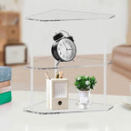 Yosoo Acrylic Corner Table, Small 3 Tier Triangular End Table, Transparent & Stable, Easy to Install, Suitable for Living Room, Bedroom, Study Arrangement