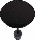 Home Decor End Table, Side Table, or Night Stand - Elegant Slim Metal Accent Table with Marble Top and Base for Bedroom or Living Room - Minimal Design Perfect for Big and Small Spaces - 24" Black