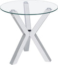 Coaster Home Furnishings Kenzie Round Tempered Glass Top End Side Table Chrome