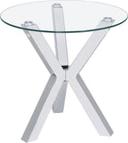 Coaster Home Furnishings Kenzie Round Tempered Glass Top End Side Table Chrome