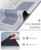 MontVoo Bath Mat & Runner - Long Non Slip Super Absorbent & Quick Dry - Thin Bath Mat Fits Under Door - 17"x70" Blue
