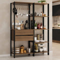 Madesa Kitchen Pantry Storage Rack with 2 Drawers, 7 Shelves and Hanging Space 51" L Multiuse Modular Cabinet for Kitchen Organization - Black/Brown