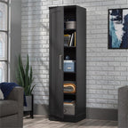 Pemberly Row Engineered Wood Single Door Pantry, 70.945 in H x 18.819 in W x 17.087 in D, Raven Oak Finish, Adjustable Shelves and Reversible Door, Kitchen or Dining Room Storage Cabinet