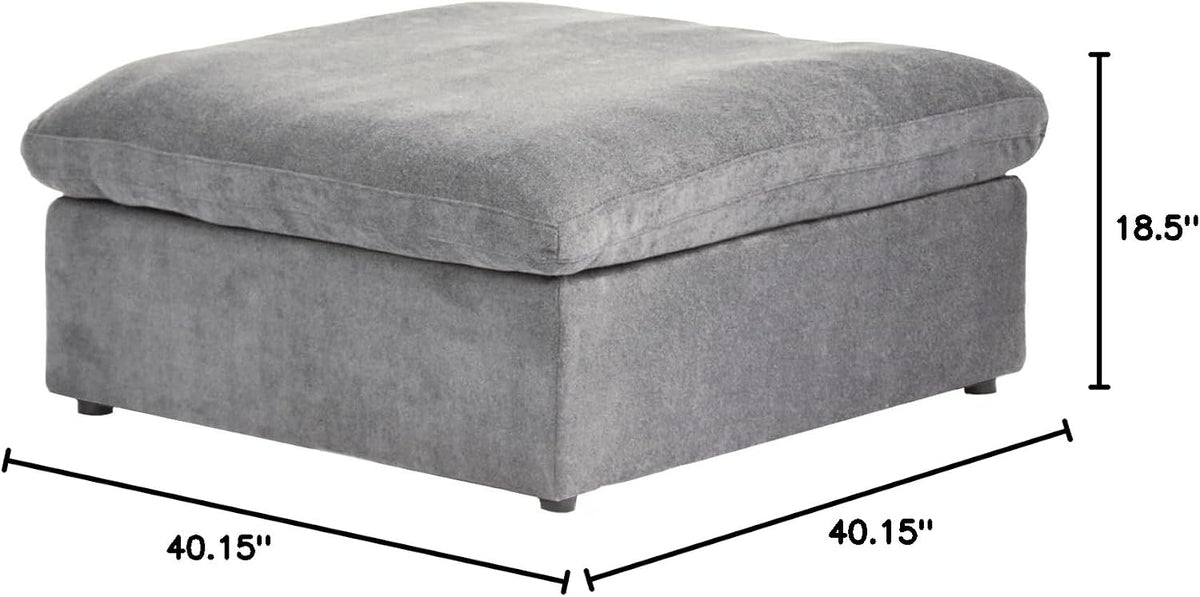 JACH Modern Storage Ottoman Module for Living Room, Cushion Covers Removable, Minimalist Comfy Breathable Footstool Footrest for Living Room Apartment (Grey)